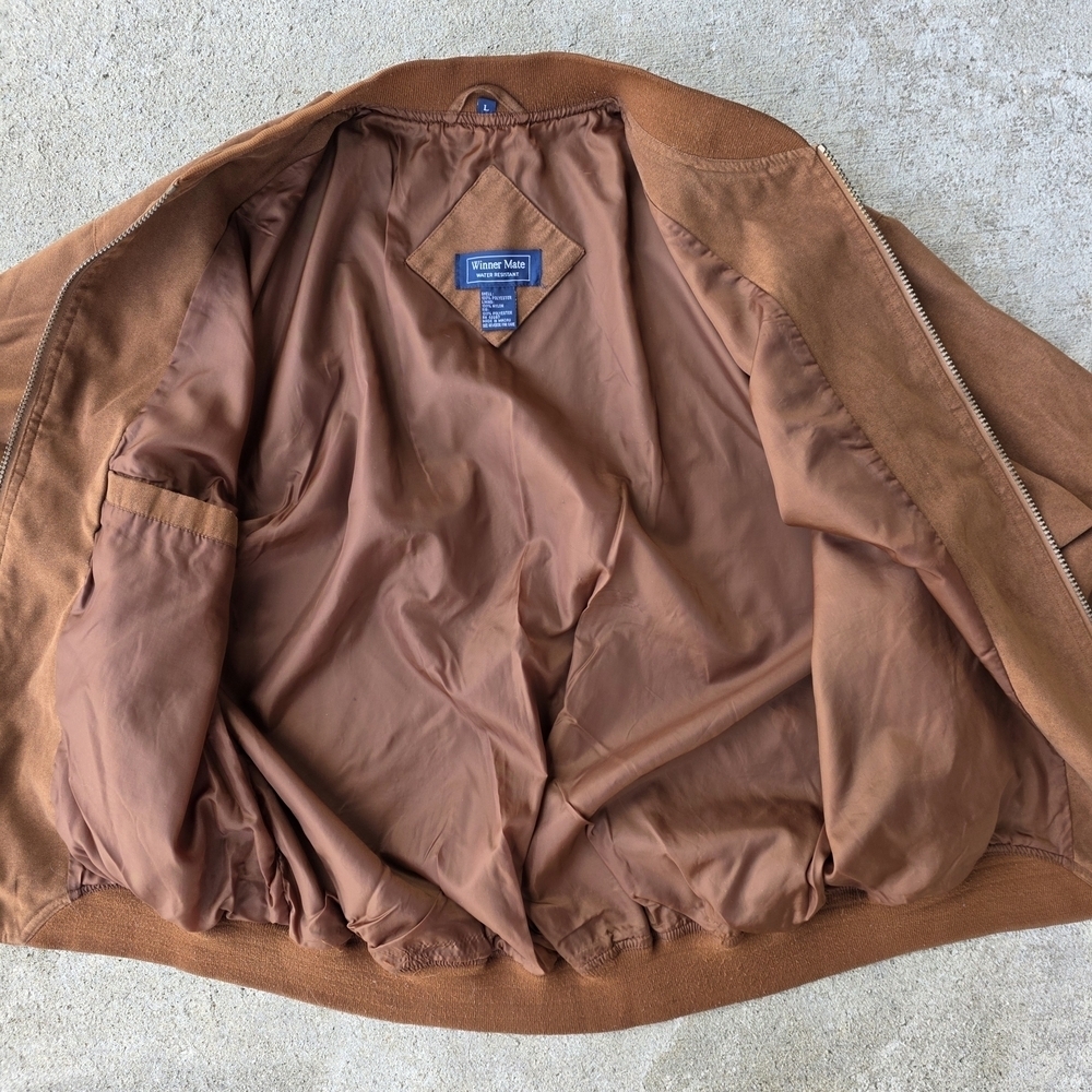 Vintage Winner Mate Suede Bomber Jacket | Water Resistant | Brown | L - Picture 7 of 12